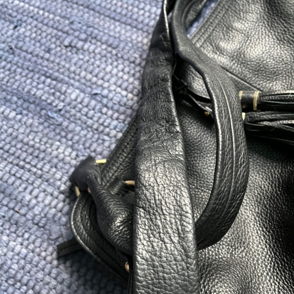 Talbots Black Leather Hobo Shoulder Bag w/ Tassels. - Picture 5 of 11